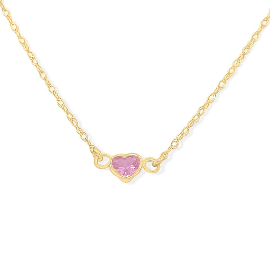 14k Pink Heart Stone Solitaire Necklace