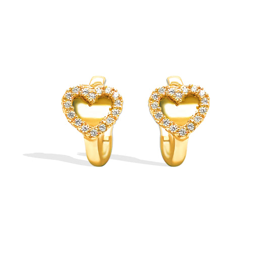 14k Heart Huggies- 11mm