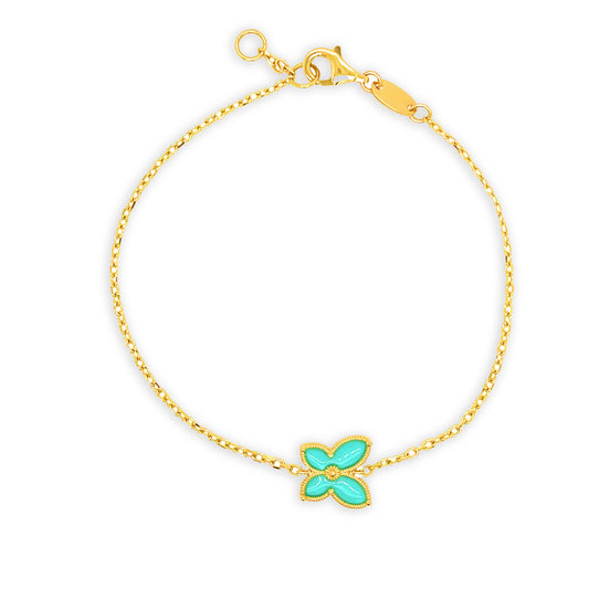 14k Turquoise Enamel Butterfly Bracelet
