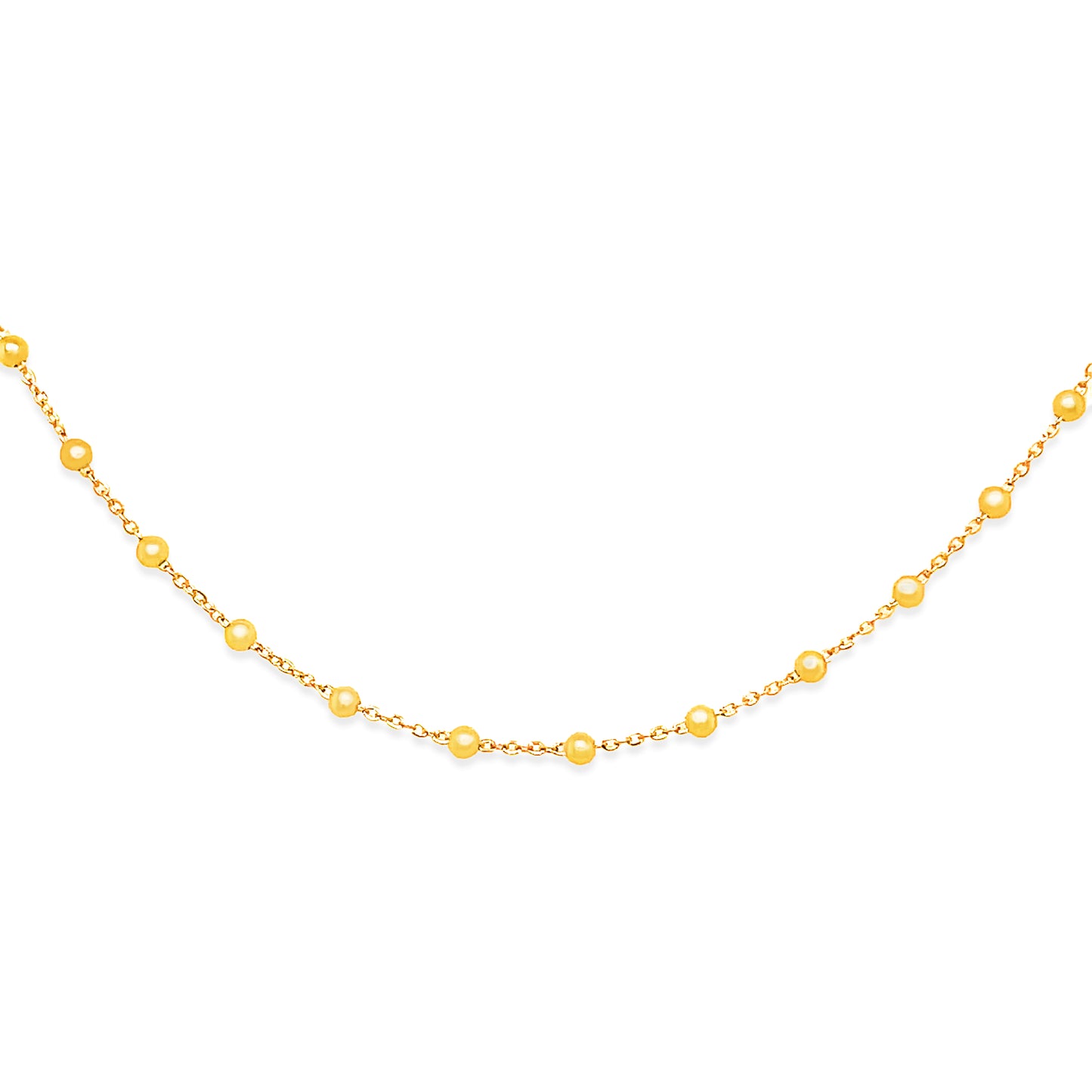 14k Yellow Gold Mini Beaded Necklace
