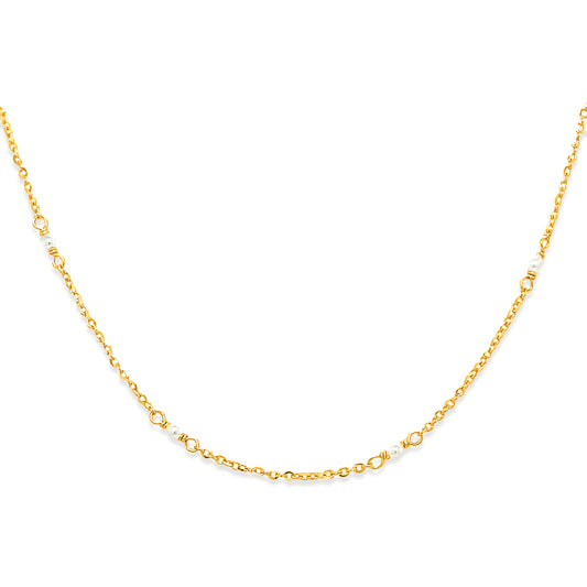 14k Yellow Gold Mini Pearl By Yard Necklace