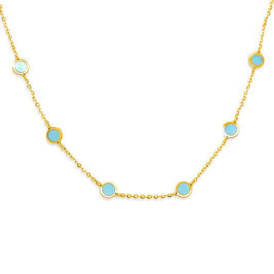 14k Turquoise 4.5mm Disc Necklace