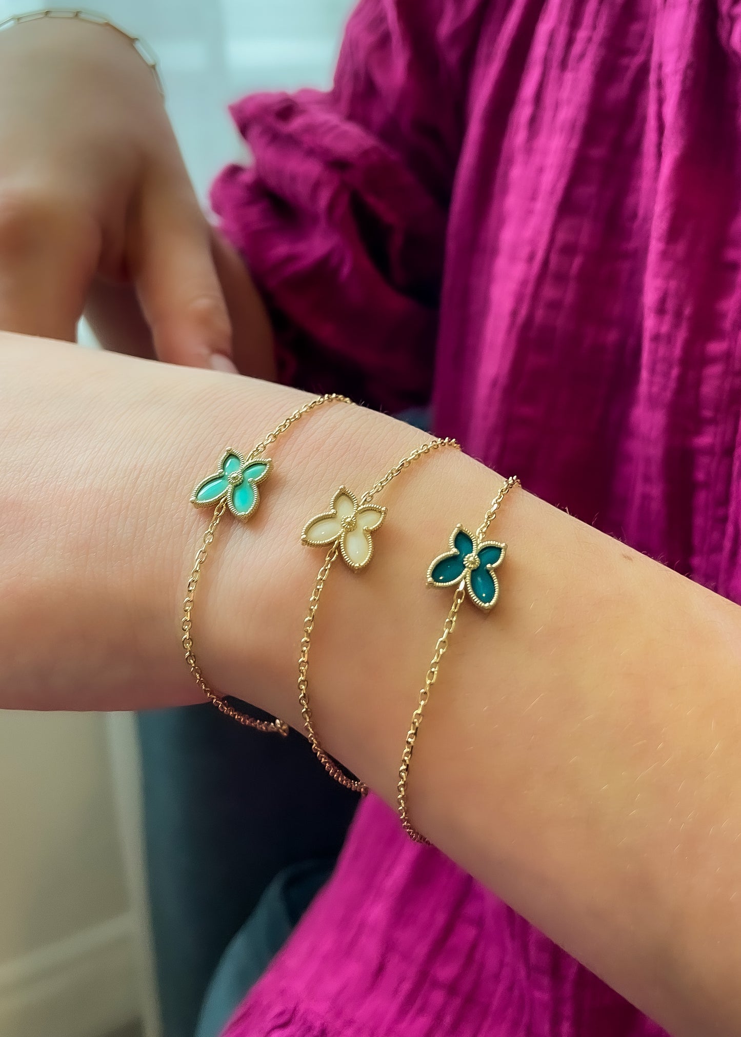 14k Turquoise Enamel Butterfly Bracelet