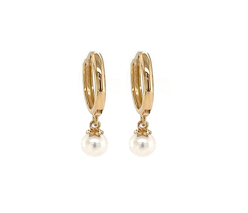 14K Gold Drop 4mm Pearl Earrings