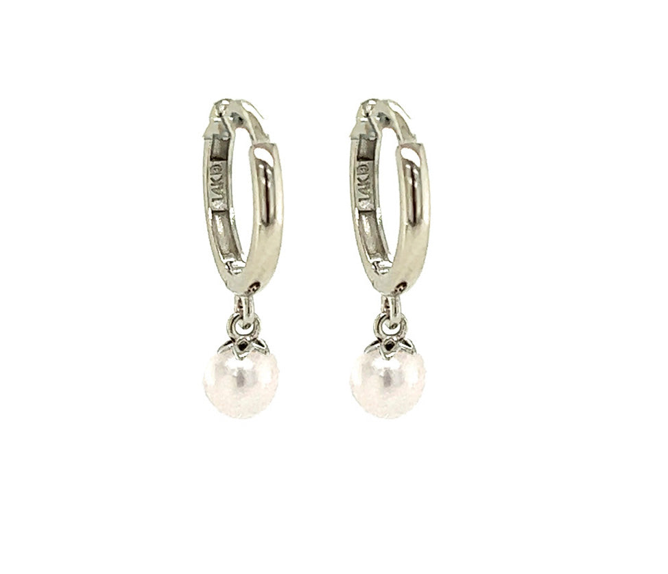 14K Gold Drop 4mm Pearl Earrings