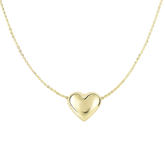 14k Gold Puffed Heart Necklace