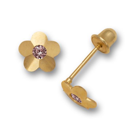 14k Colored Center Floral Screw-back Earrings (+ colors)