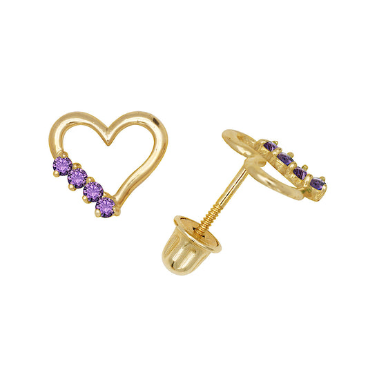 14k Gold Heart Screw Back Earrings (+ colors)