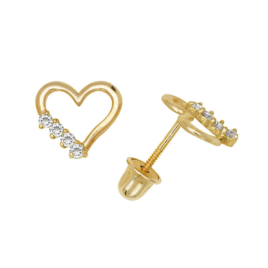 14k Gold Heart Screw Back Earrings (+ colors)