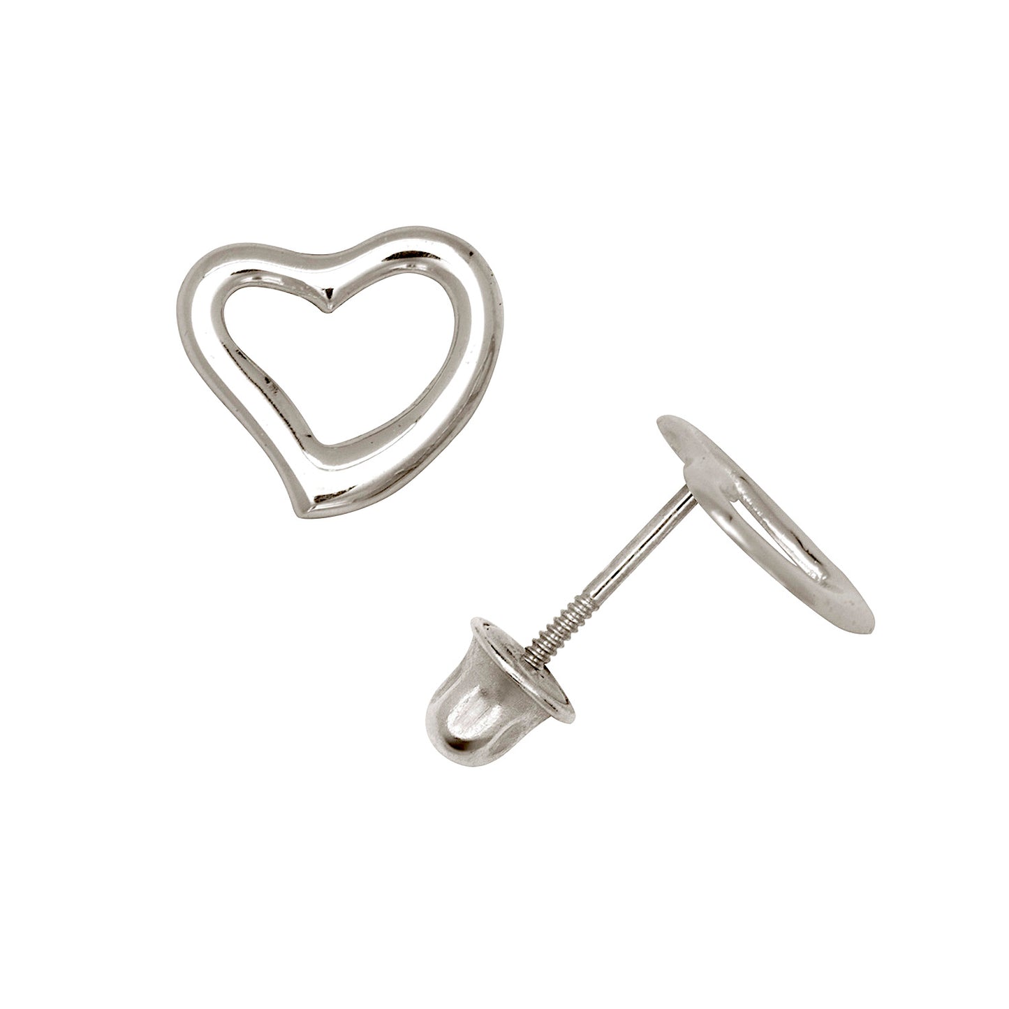 14k Gold Open Heart Screwback Earrings