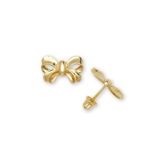 14k Gold Bowtie Screwback Earrings